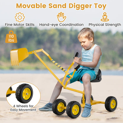 Sand Digger for Kids with 2-Handed Controls and Flexible Shovel