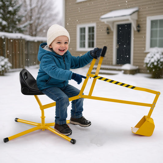 Sand Digger with 2-Handed Controls and Flexible Shovel for 3+ Years Old Kids-Yellow - Tampa Home & Garden Store