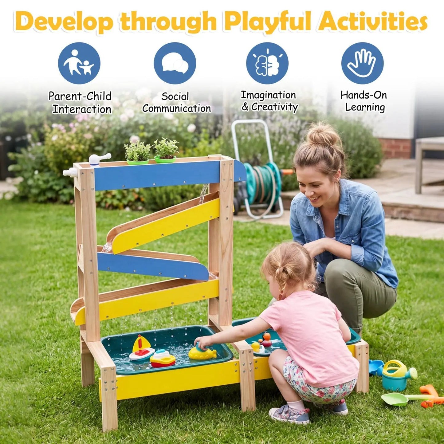 Sand and Water Table For Toddlers With Two Basins
