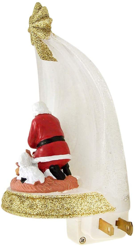 Santa Claus Kneeling Before Baby Jesus - Night Light - Tampa Home & Garden Store