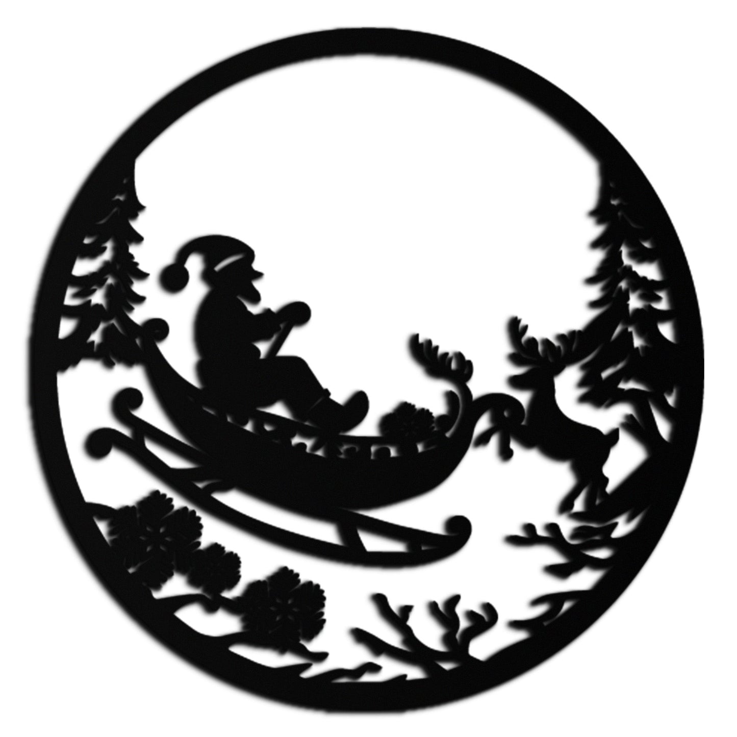 Santa Sleigh Metal Wall Art - Christmas Reindeer & Santa Decor- KAF289 - Tampa Home & Garden Store