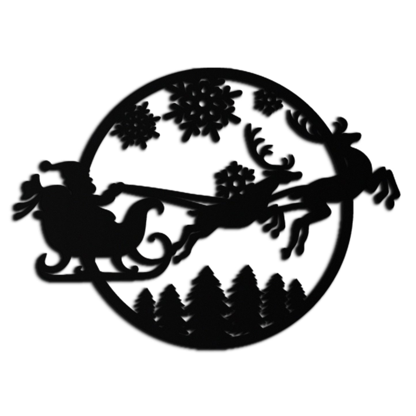 Santa Sleigh Metal Wall Art - Christmas Reindeer & Snowflake Decor- KAF287 - Tampa Home & Garden Store