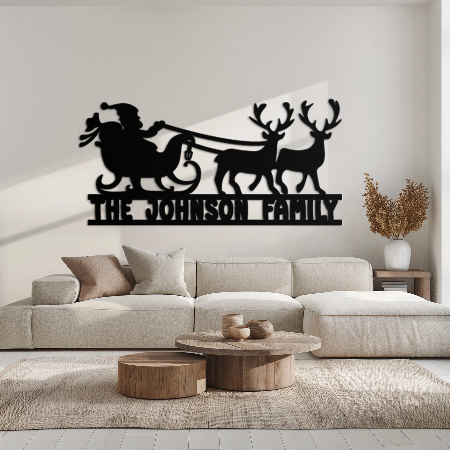 Santa Sleigh Personalized Metal Wall Art - Custom Family Christmas Decor- KAF293 - Tampa Home & Garden Store