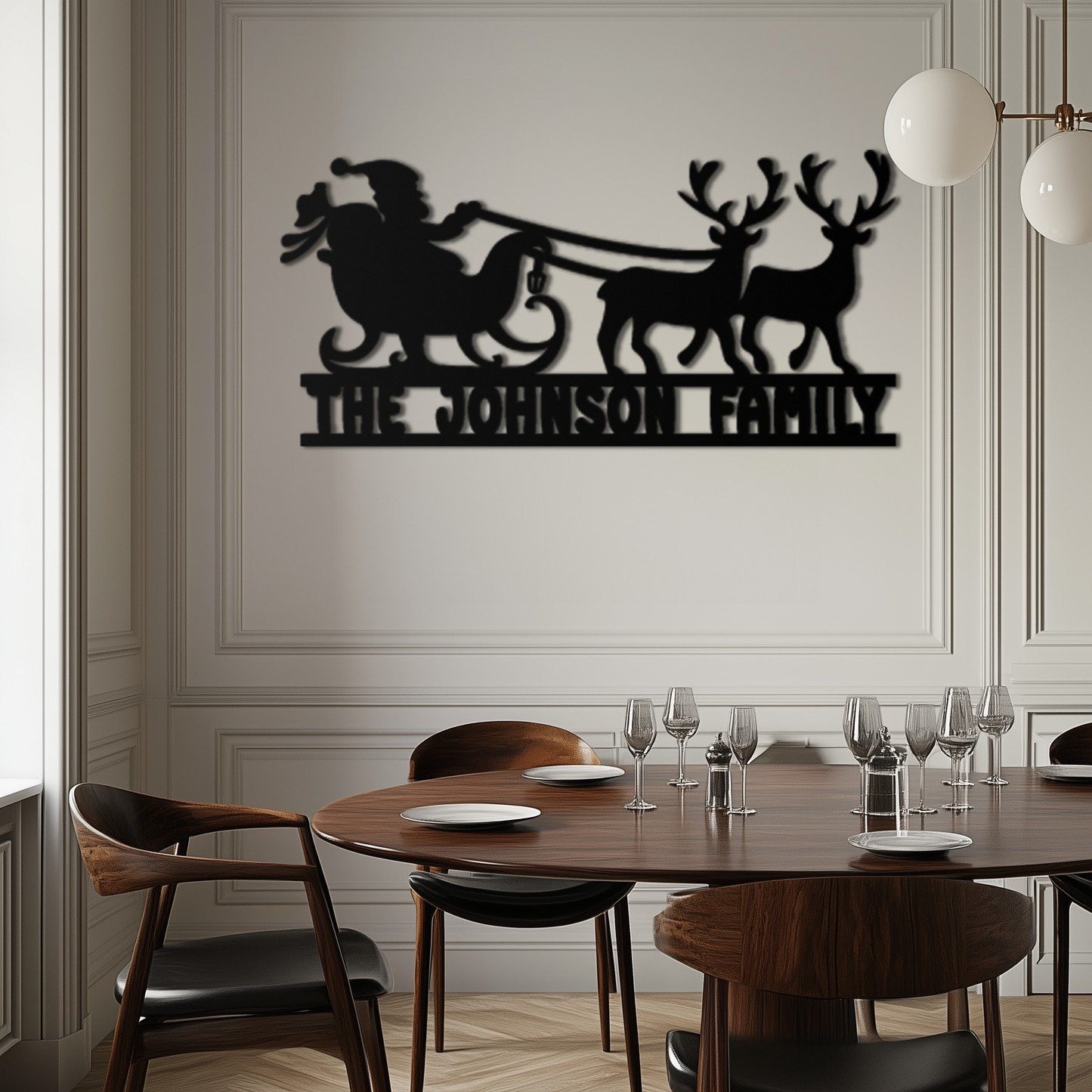 Santa Sleigh Personalized Metal Wall Art - Custom Family Christmas Decor- KAF293 - Tampa Home & Garden Store