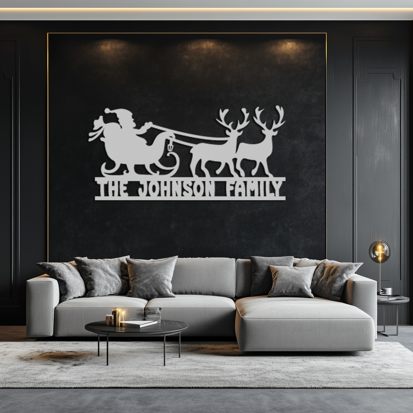 Santa Sleigh Personalized Metal Wall Art - Custom Family Christmas Decor- KAF293 - Tampa Home & Garden Store