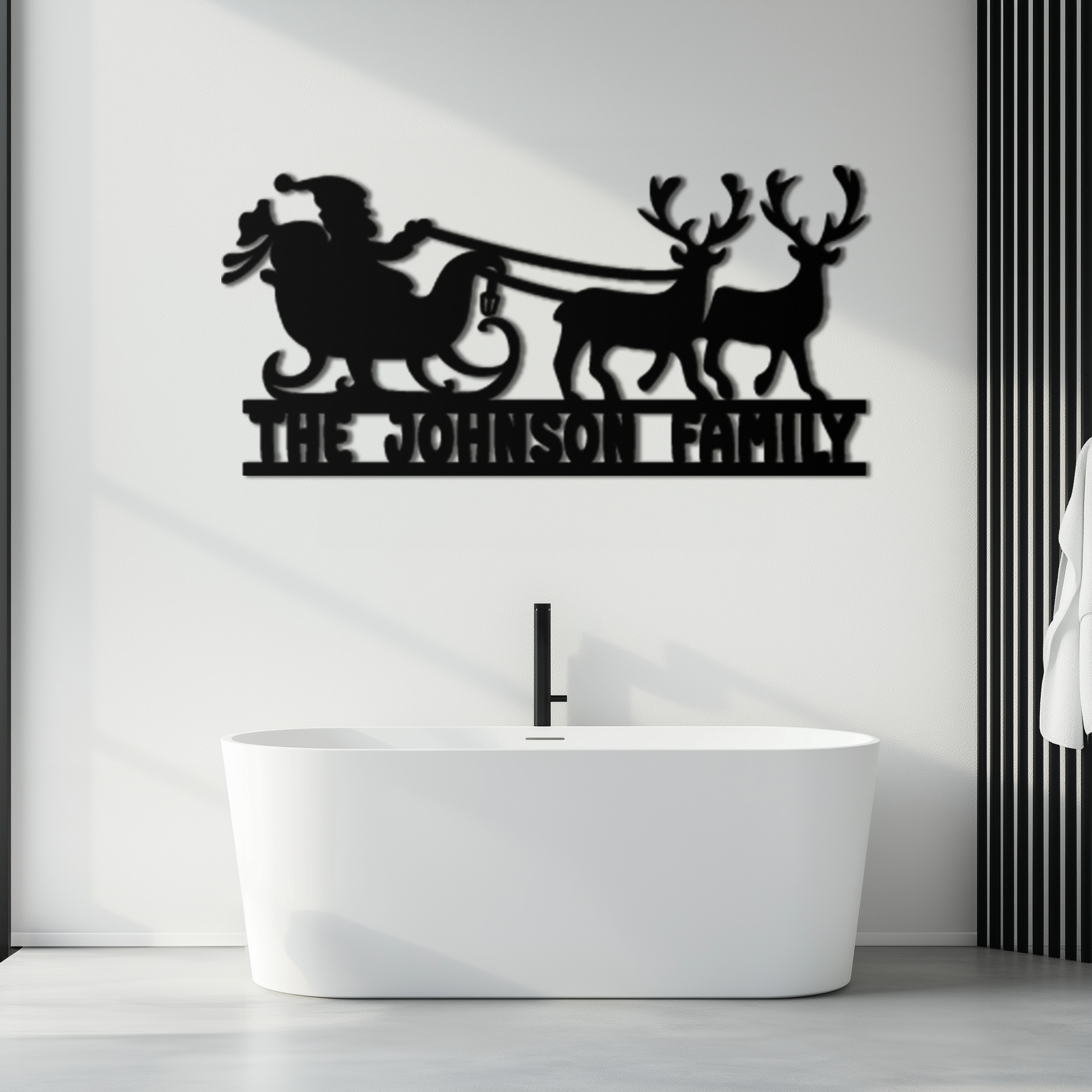Santa Sleigh Personalized Metal Wall Art - Custom Family Christmas Decor- KAF293 - Tampa Home & Garden Store