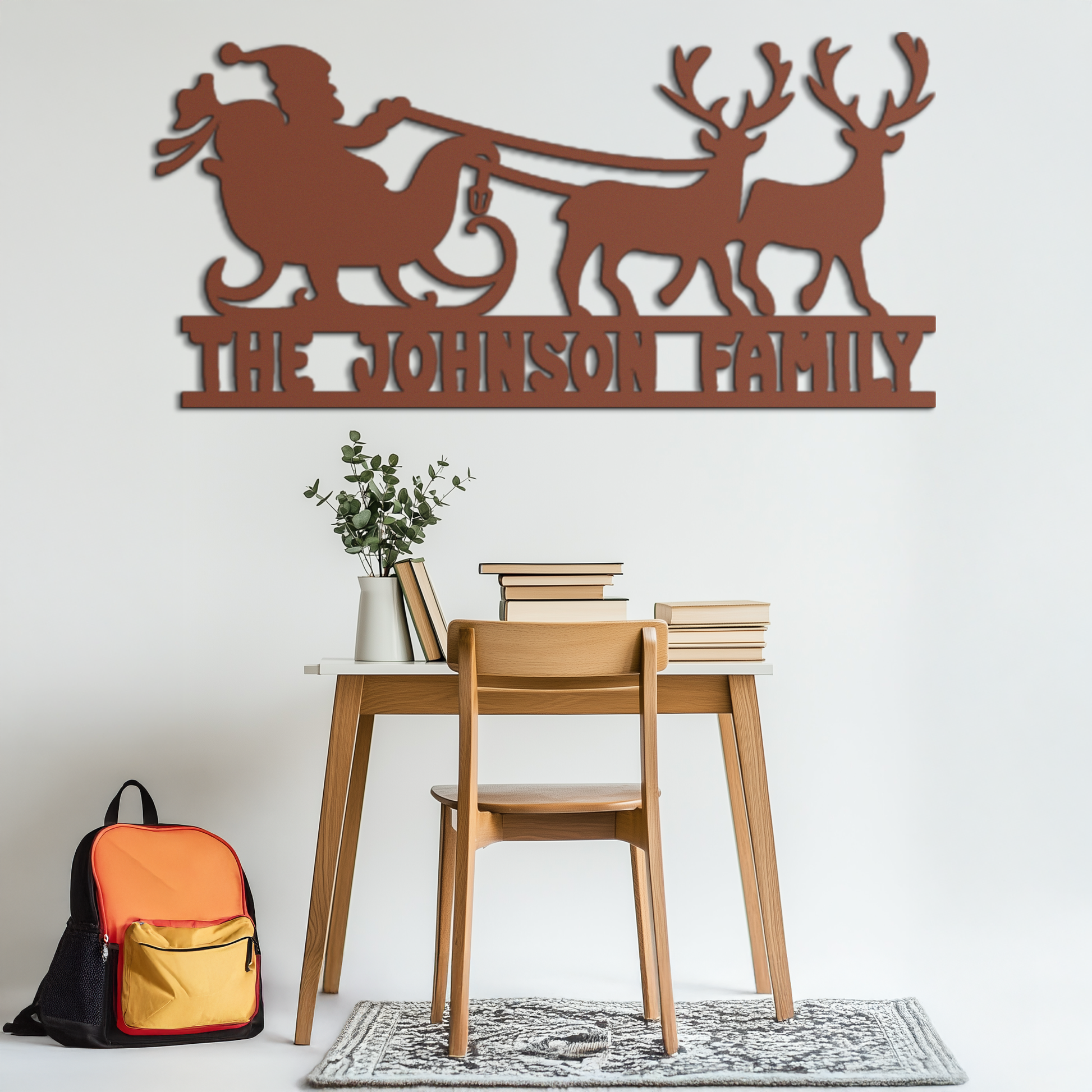 Santa Sleigh Personalized Metal Wall Art - Custom Family Christmas Decor- KAF293 - Tampa Home & Garden Store
