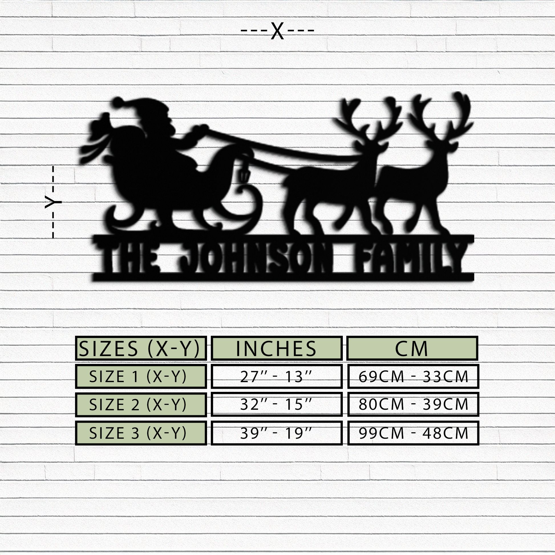 Santa Sleigh Personalized Metal Wall Art - Custom Family Christmas Decor- KAF293 - Tampa Home & Garden Store