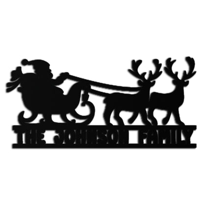 Santa Sleigh Personalized Metal Wall Art - Custom Family Christmas Decor- KAF293 - Tampa Home & Garden Store