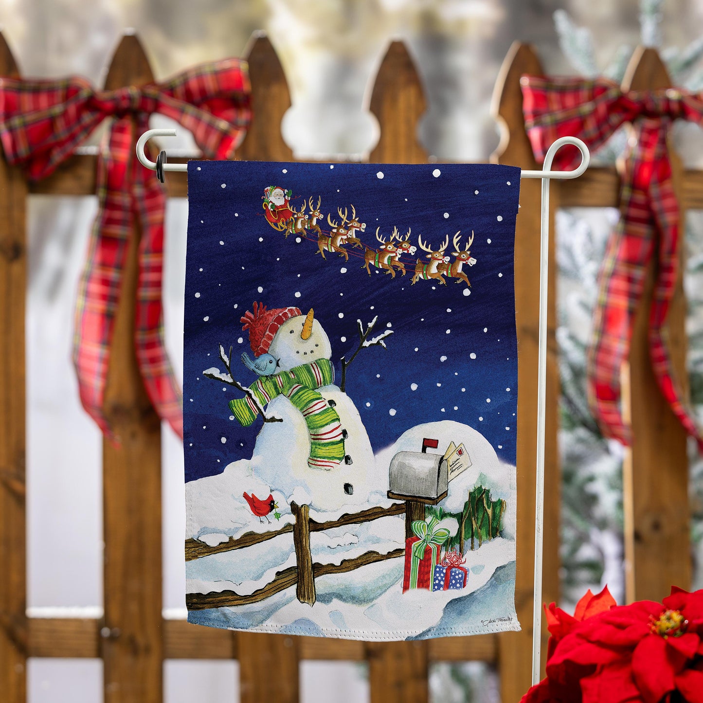 Santa & Snowman Suede Garden Flag - Tampa Home & Garden Store