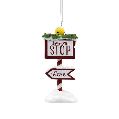 Santa Stop Here Sign Ornament - Tampa Home & Garden Store