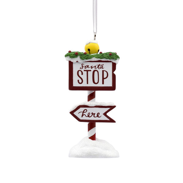 Santa Stop Here Sign Ornament - Tampa Home & Garden Store