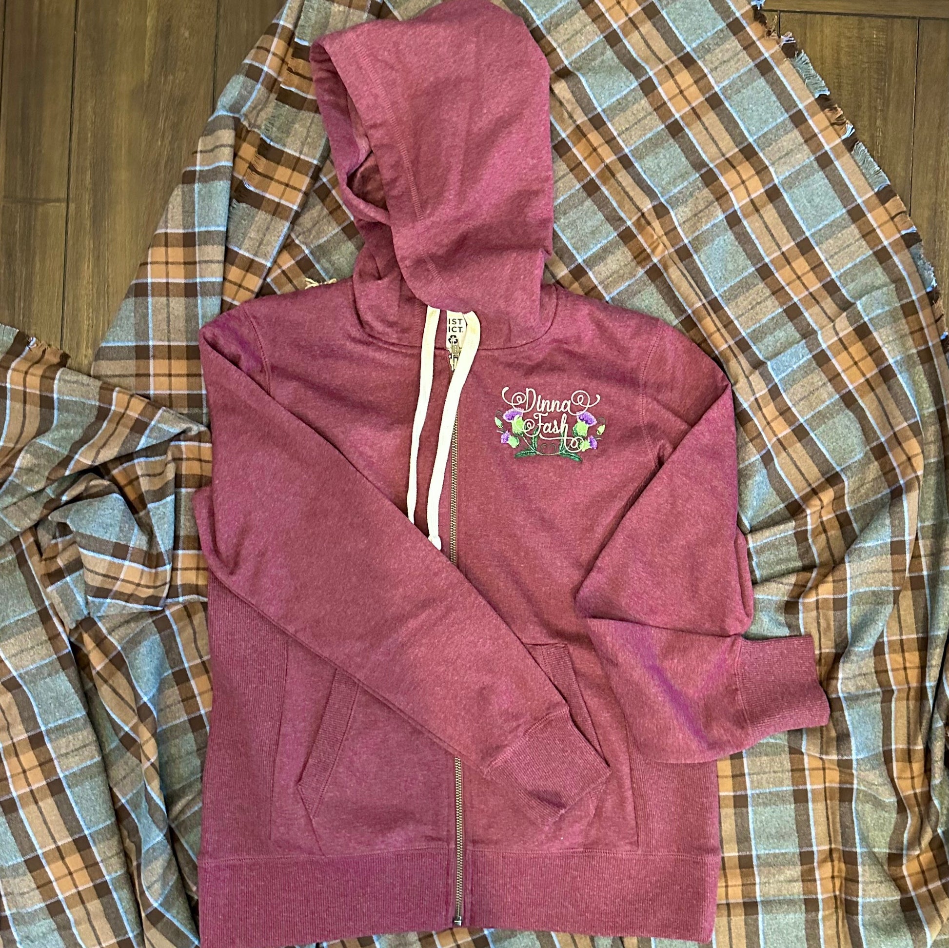 Sassenach Scottish Thistle Embroidered Zipper Sweatshirt Hoodie - Outlander Inspiration - Tampa Home & Garden Store