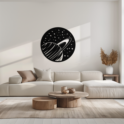 Saturn Planet Metal Wall Art - Cosmic Space Decor- KAF187 - Tampa Home & Garden Store
