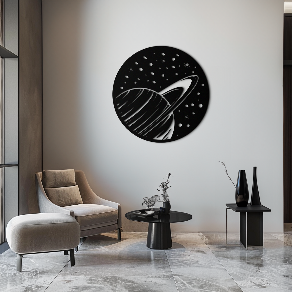 Saturn Planet Metal Wall Art - Cosmic Space Decor- KAF187 - Tampa Home & Garden Store