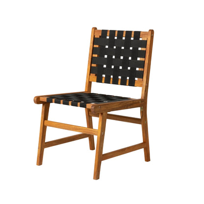 Sava Indoor Outdoor Armless Dining Side Chair in Black Webbing - Tampa Home & Garden Store