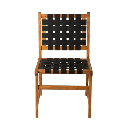 Sava Indoor Outdoor Armless Dining Side Chair in Black Webbing - Tampa Home & Garden Store