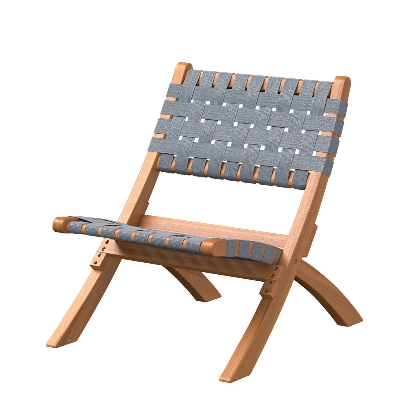 Folding Sava gray chair with wooden frame and gray woven straps indoor/outdoor furniture on Tampa Home & Garden Store