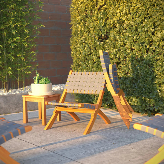Sava folding outdoor chairs gray with wooden frame and woven seat Fire Sense/Balkene Home on Tampa Home & Garden Store