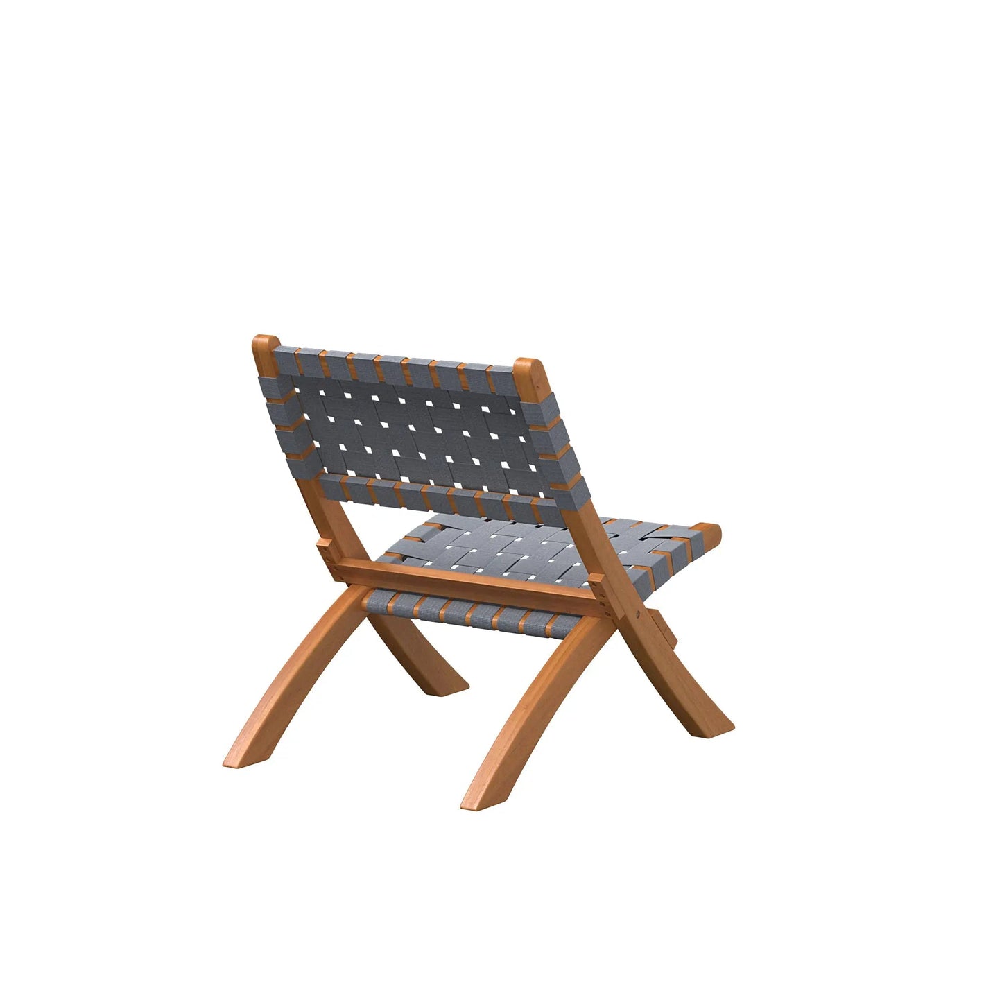 Sava Folding Outdoor Chair gray with wood legs woven strap seat Fire Sense/Balkene Home on Tampa Home & Garden Store