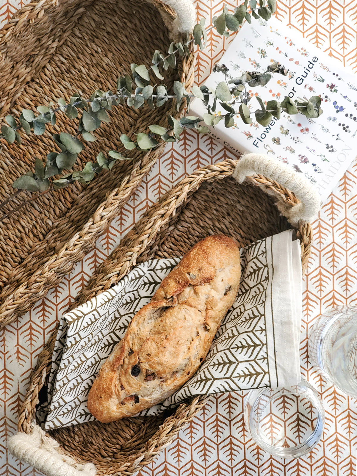 Savar Bread Basket with White Handle - Tampa Home & Garden Store