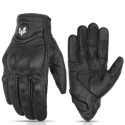 Vintage Real Leather Breathable Touch Screen Gloves black perforated pair by BikerZoneZ on Tampa Home & Garden Store