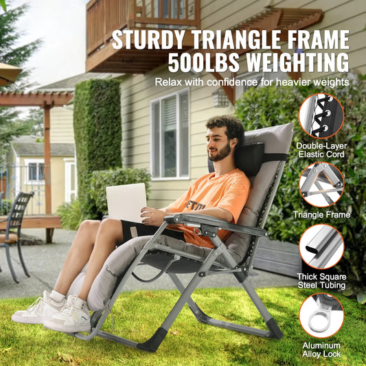 Zero Gravity Recliner Chair Adjustable Anti Gravity Lounge Chair with Cup Holder - Tampa Home & Garden Store