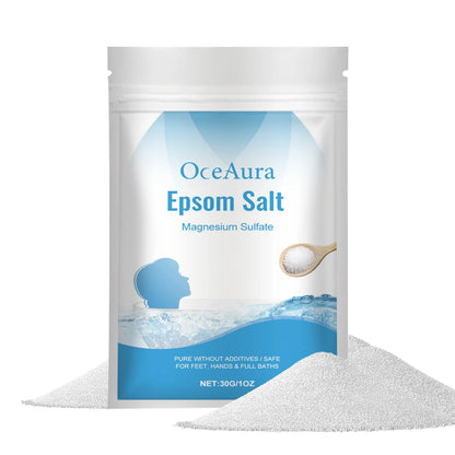OceAura Epsom Salt magnesium sulfate bag, blue label, salt scoop for feet and baths on Tampa Home & Garden Store
