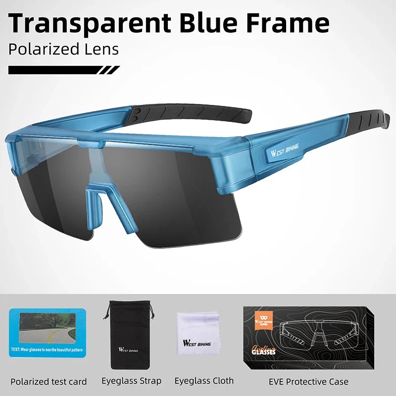 Cycling glasses West Biking; blue frame with polarized UV400 lenses; case strap included on Tampa Home & Garden Store
