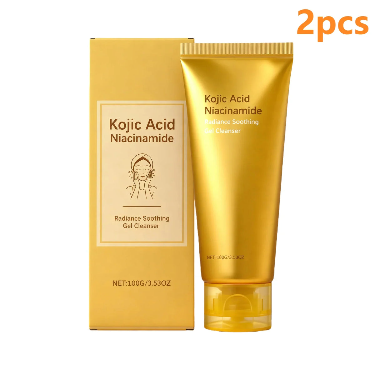 Kojic Acid Niacinamide Gel Cleanser Silcy Skin gold tube and box set, 2 pcs on Tampa Home & Garden Store