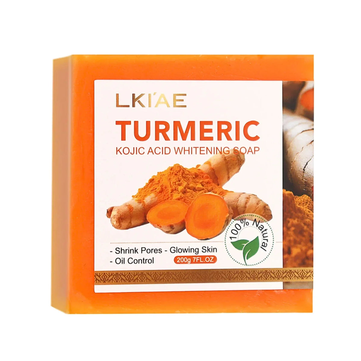 Turmeric Kojic Acid Whitening Soap bar in bright orange packaging by UpTrend Deals on Tampa Home & Garden Store