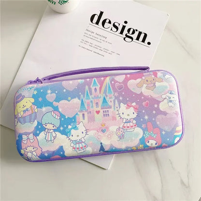 Switch OLED storage case with purple zipper and pastel Hello Kitty print for game consoles on Tampa Home & Garden Store