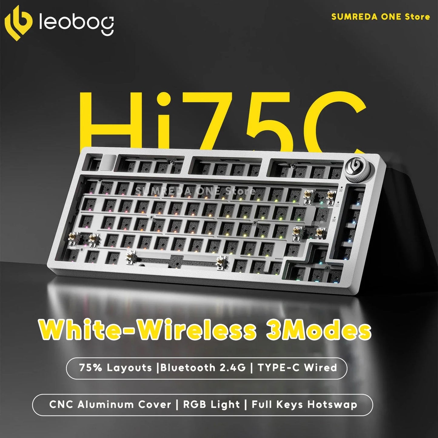 Leobog Hi75C wireless keyboard kit, CNC cover, RGB, hot-swappable, BT 2.4G, USB-C wired on Tampa Home & Garden Store