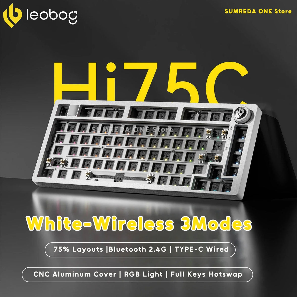 Leobog Hi75C wireless keyboard kit, CNC cover, RGB, hot-swappable, BT 2.4G, USB-C wired on Tampa Home & Garden Store