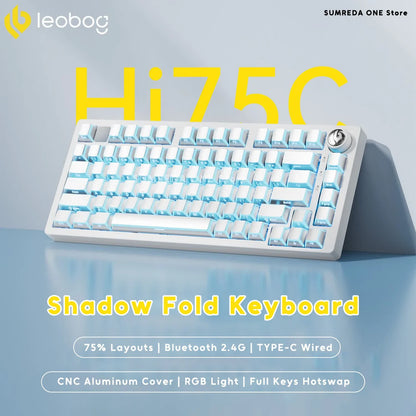 Leobog Hi75C 75% aluminum wireless mechanical keyboard kit with blue caps, hot-swappable on Tampa Home & Garden Store