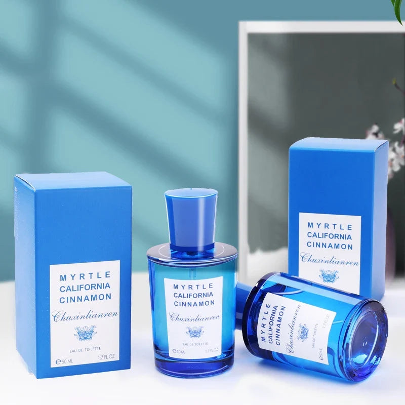 Blue perfume bottles with boxes Silcy Skin Myrtle California Cinnamon 50ml on Tampa Home & Garden Store