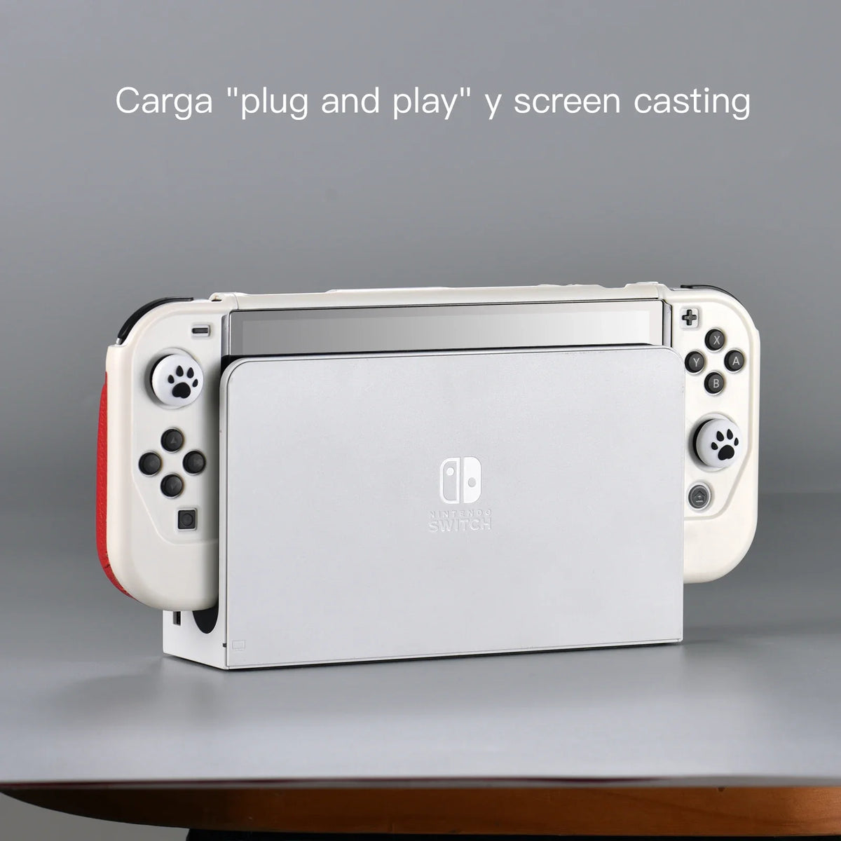Switch OLED silicone grip case white with red interior paw-print joystick caps FLIPSTYLEZLLC on Tampa Home & Garden Store