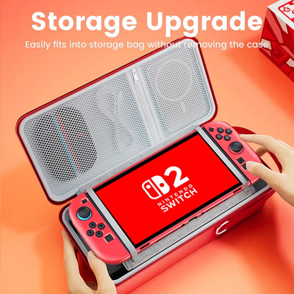 Red hard-shell Switch 2 carrying case with grey mesh interior and zipper pocket on Tampa Home & Garden Store
