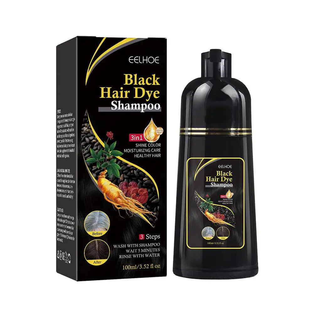 Silcy Skin Black Hair Dye Shampoo 100ml bottle and box, 3in1 color shampoo for grey coverage on Tampa Home & Garden Store