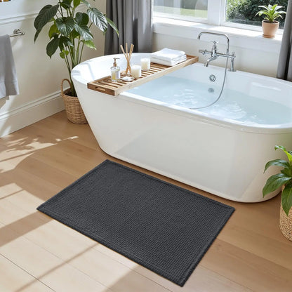 Silcy Skin 24x36 bathroom rug dark gray chenille non-slip washable bath mat for tub and shower on Tampa Home & Garden Store