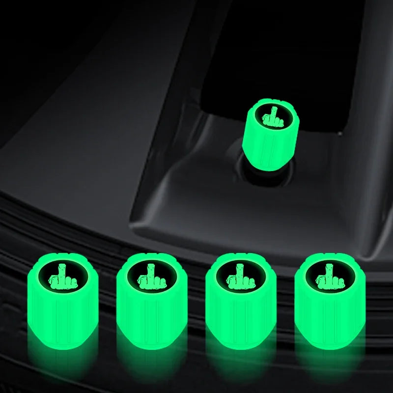 Luminous valve stem caps 4pcs bright green glow BikerZoneZ on Tampa Home & Garden Store