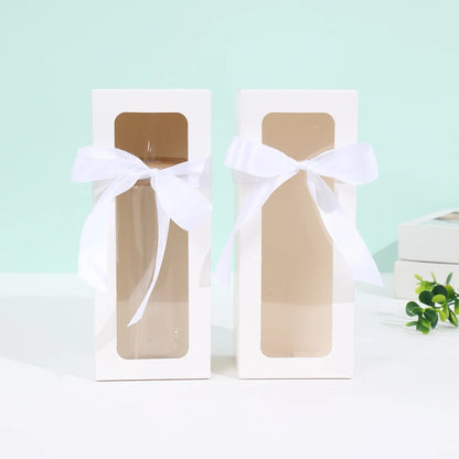 Perfecsy white glass display gift boxes with clear windows and white satin ribbons, 2-pack on Tampa Home & Garden Store