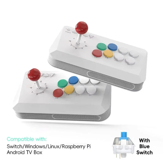 DATA FROG wireless arcade joystick, white body with red joystick and colorful buttons, 2-pack on Tampa Home & Garden Store