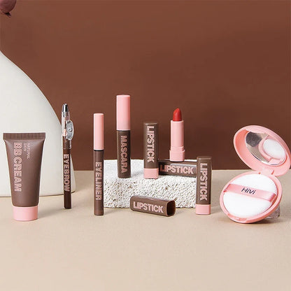 Silcy Skin women's Christmas makeup set with pink-cap brown tubes: 9 lipsticks on Tampa Home & Garden Store