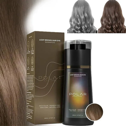 3-in-1 hair dye shampoo bottle and box, Polar Hair Care, light brown shade, 200ml on Tampa Home & Garden Store