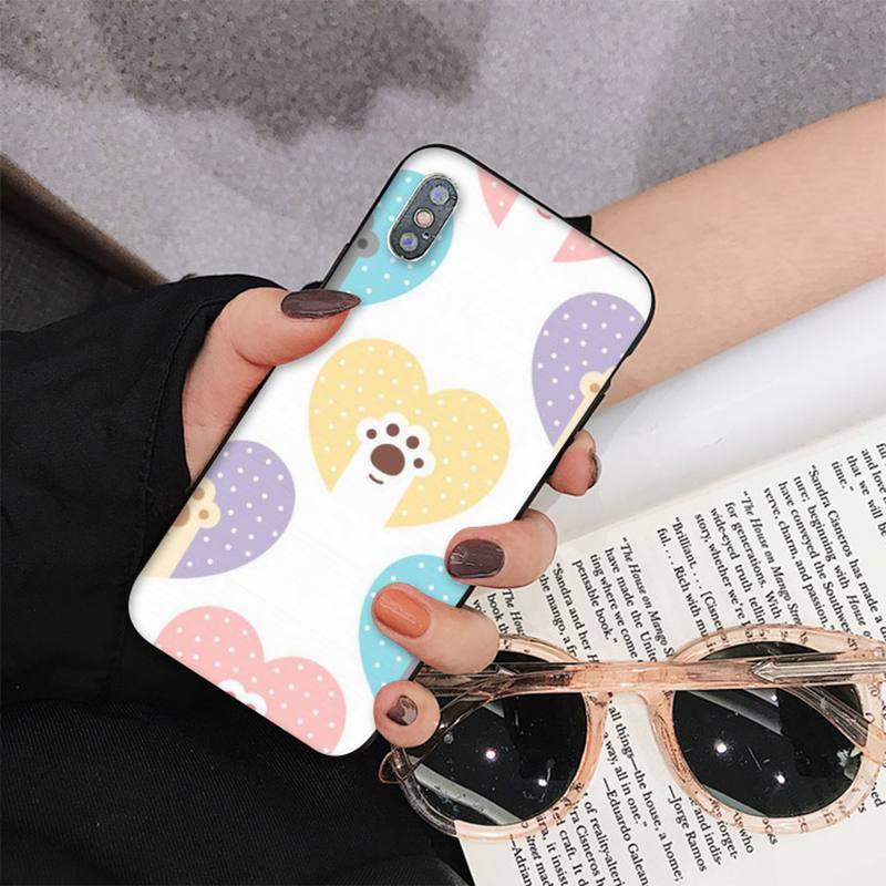 Stevvex dog paw heart print iPhone case, white with pastel hearts, fits iPhone models 11–13 on Tampa Home & Garden Store