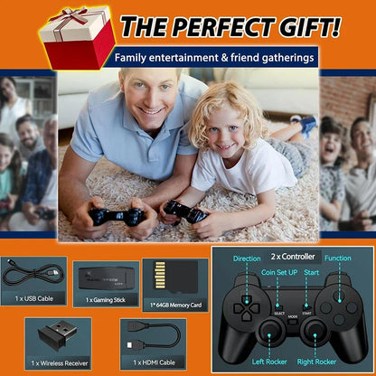 Retro game console with 20k games and 2 wireless controllers for TV; includes HDMI/USB cables on Tampa Home & Garden Store