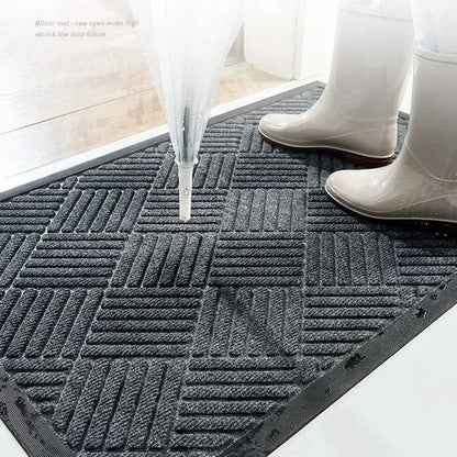 DecorBites™ Large Rubber Indoor Outdoor Doormat with shoe-scraper ridges, dark gray on Tampa Home & Garden Store