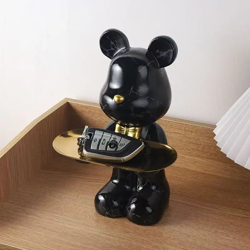 Perfecsy 26cm graffiti abstract resin standing bear desk organizer with black gold accents on Tampa Home & Garden Store