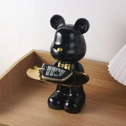 Perfecsy 26cm graffiti abstract resin standing bear desk organizer with black gold accents on Tampa Home & Garden Store